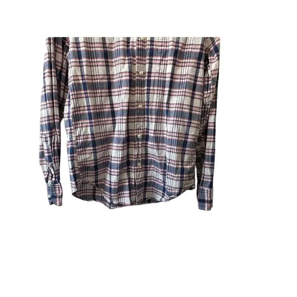 Tailored by J. Crew Summer Plaid Long Sleeve Button-Up Shirt Men's Medium